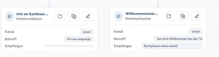 Communication building blocks in the workflow